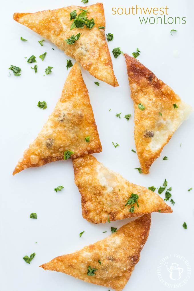 Crunchy, cheesy, and insanely craveable, these southwest wontons are the ultimate appetizer - grab your wontons wrappers and get frying!