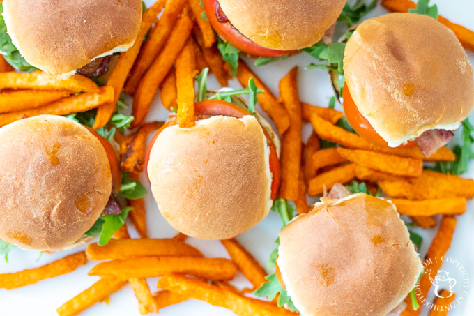 This easy recipe for BLT sliders with arugula and camp sauce is quick, flexible, and works as a main course, or a party or game day appetizer!