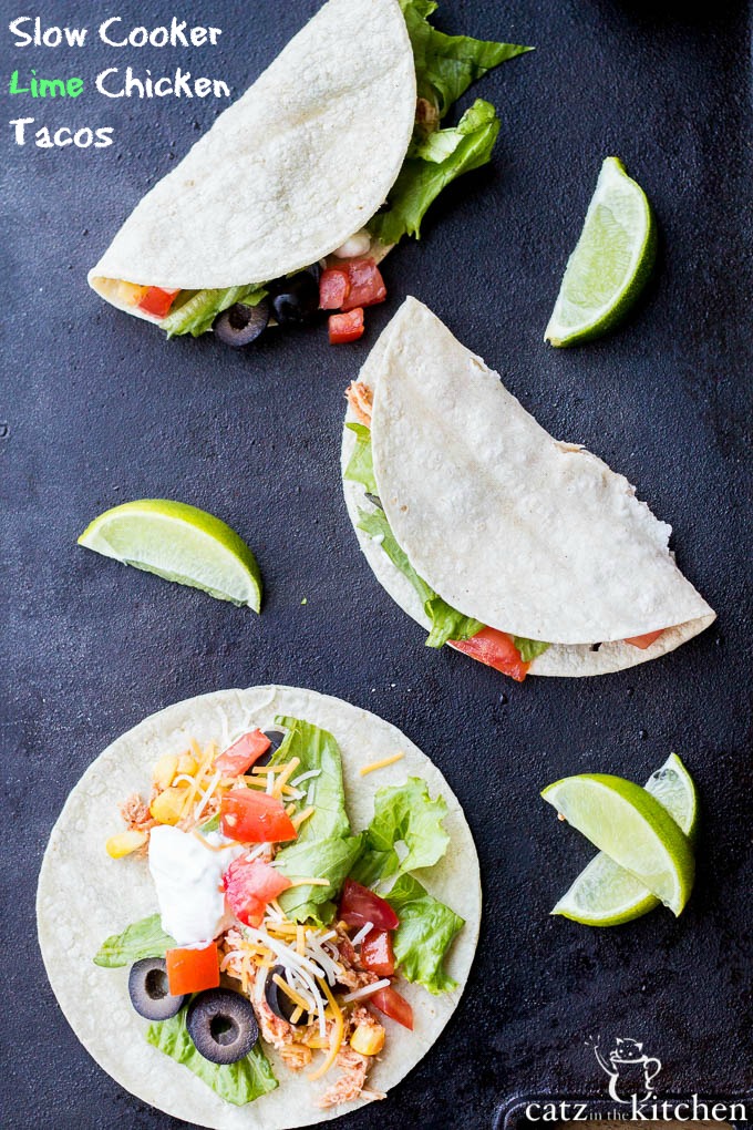 Slow Cooker Lime Chicken Tacos | Catz in the Kitchen | catzinthekitchen.com | #Mexican #slowcooker #tacos