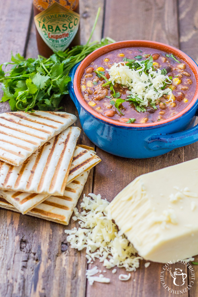 This crockpot taco soup is easy, tasty, and works equally well in fall as well as summer - pair it with some simple quesadillas and you've got a full meal! 