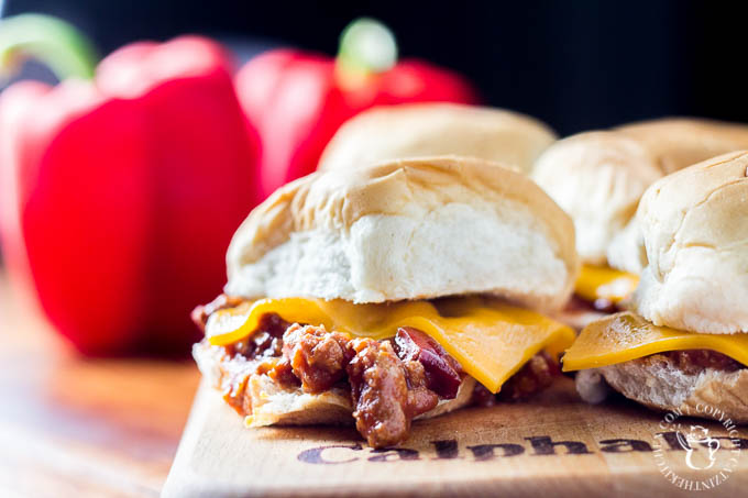 Sloppy Joe Sliders | Catz in the Kitchen | catzinthekitchen.com | #recipe #sliders #sloppyjoe Sweet & tangy, slightly sophisticated and fun, these slow-cooker sloppy joe sliders up the ante and are perfect for your game day munchies!
