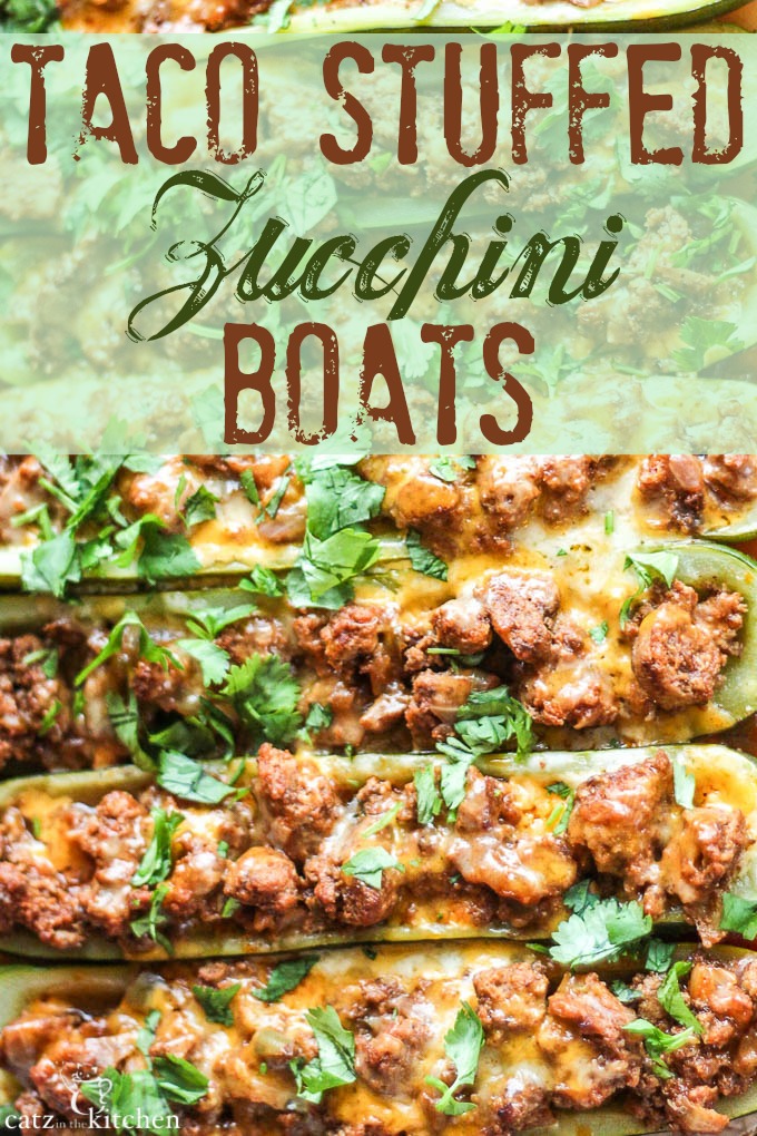 Taco Stuffed Zucchini Boats | Catz in the Kitchen | catzinthekitchen.com #zucchini