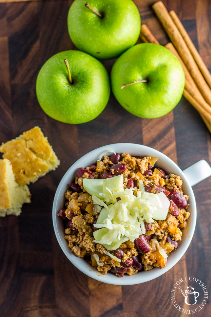 Chipotle Turkey Chili with Apples and Cheddar