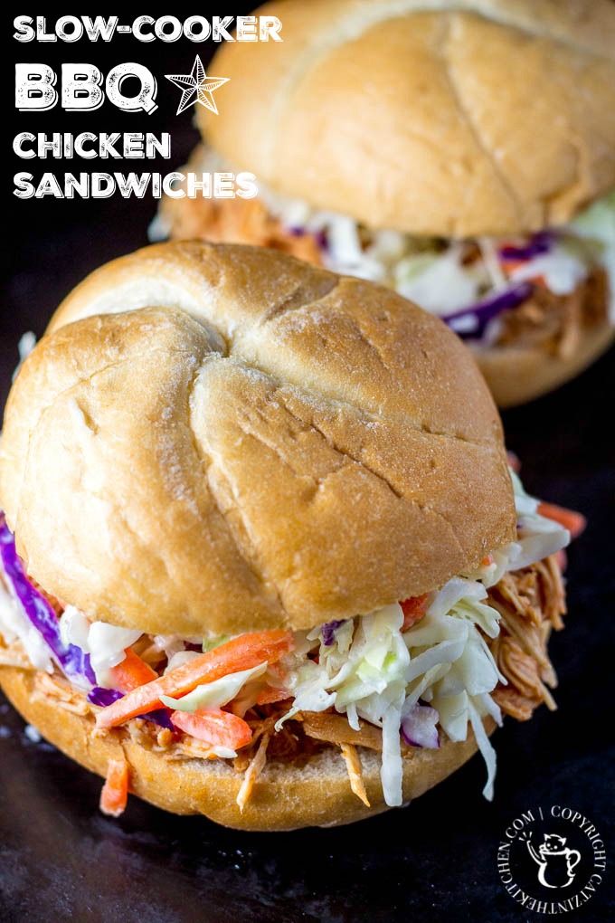 Busy nights don't have to equal pizza or fast food - with 15 min, and just a little planning, you can have these yummy slow-cooker BBQ chicken sandwiches!