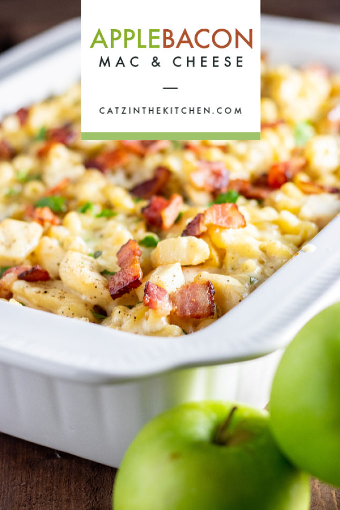 Sweet & savory, with salty bacon, tart apples, & sharp cheesy goodness - Apple Bacon Mac and Cheese is the easy comfort food recipe you've been looking for!