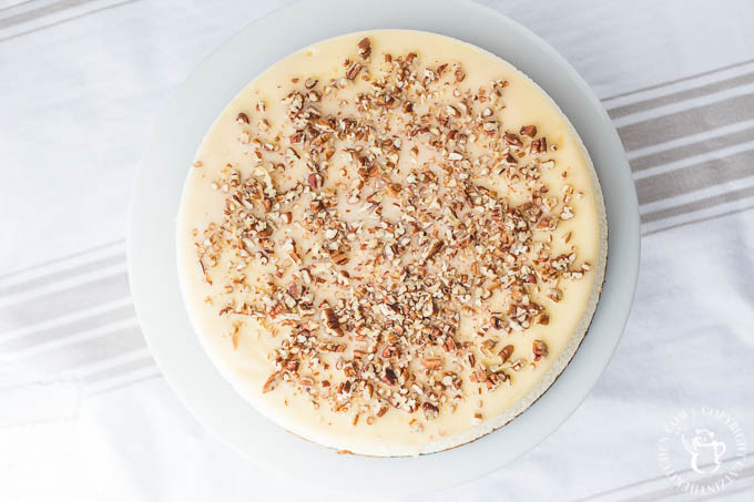 Need a beautiful, delectable, festive make-ahead dessert recipe this holiday? How about some creamy carrot cheesecake topped with pecans?