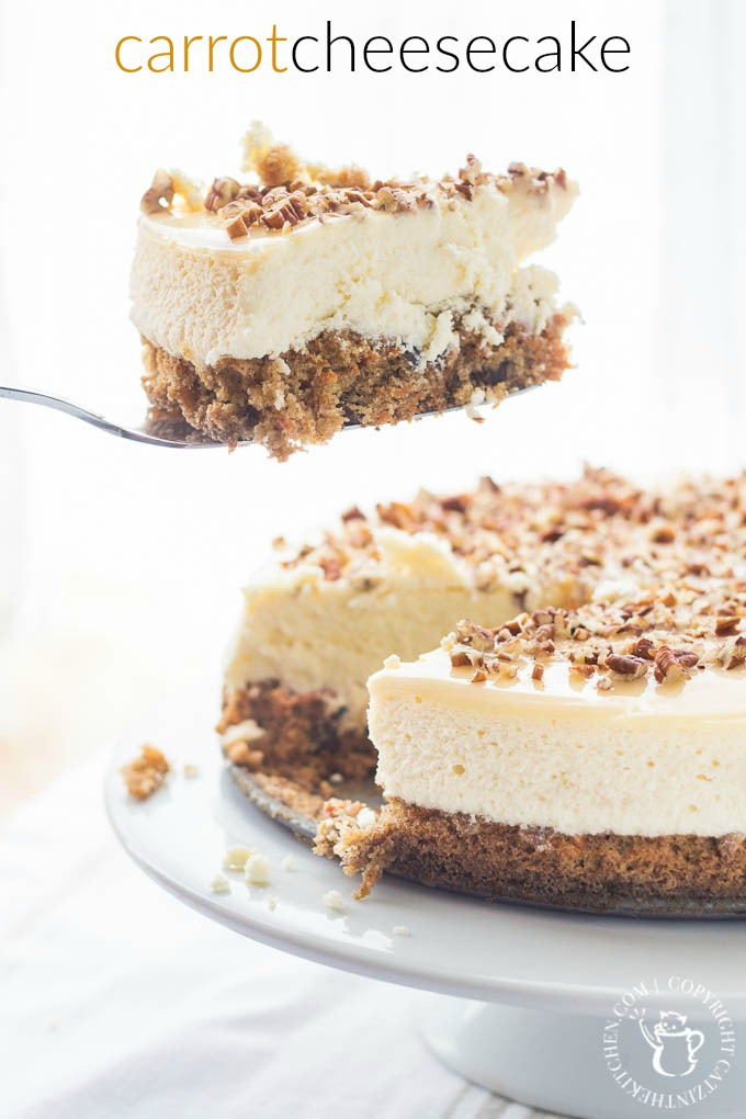 Need a beautiful, delectable, festive make-ahead dessert recipe this holiday? How about some creamy carrot cheesecake topped with pecans?
