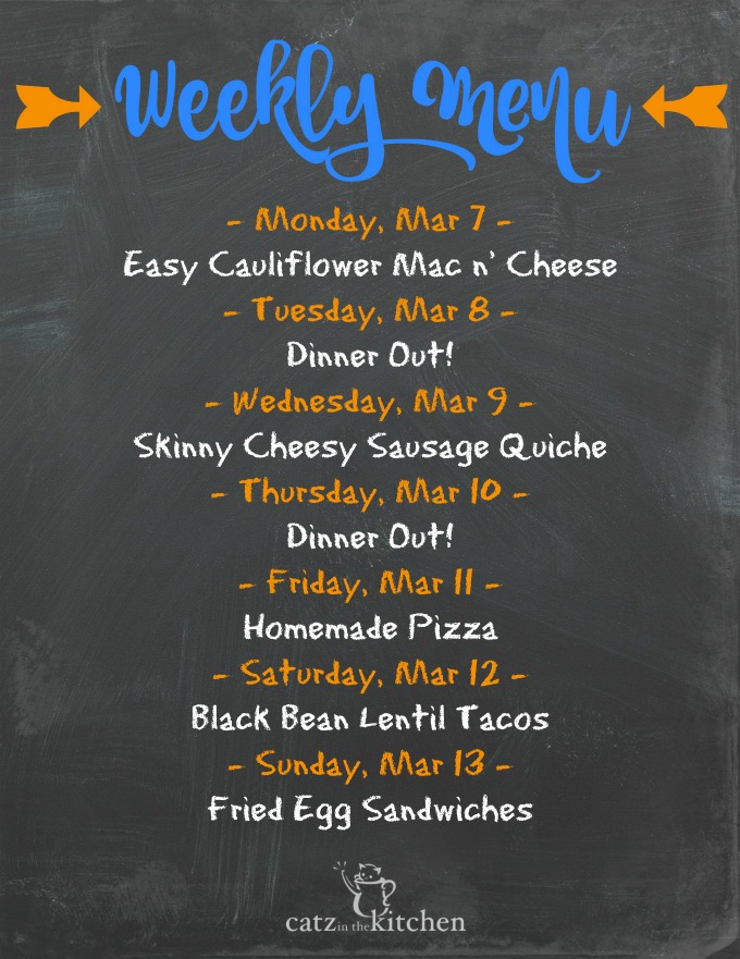 Weekly Menu | Catz in the Kitchen | catzinthekitchen.com | #menu #mealplan