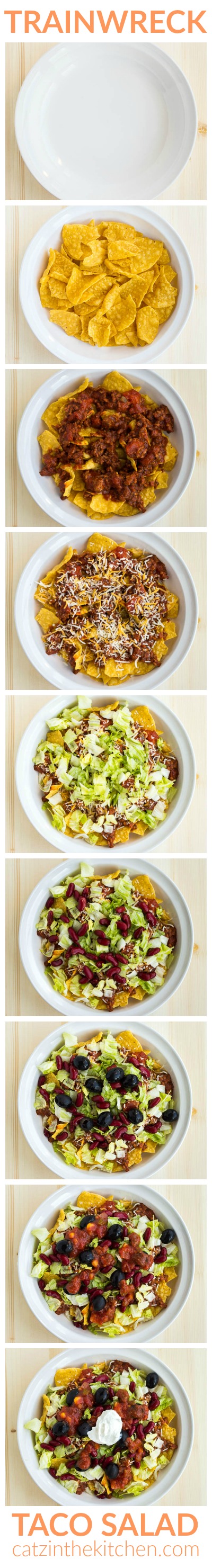 Trainwreck Taco Salad | Catz in the Kitchen | catzinthekitchen.com | #trainwreck #salad #taco #recipe