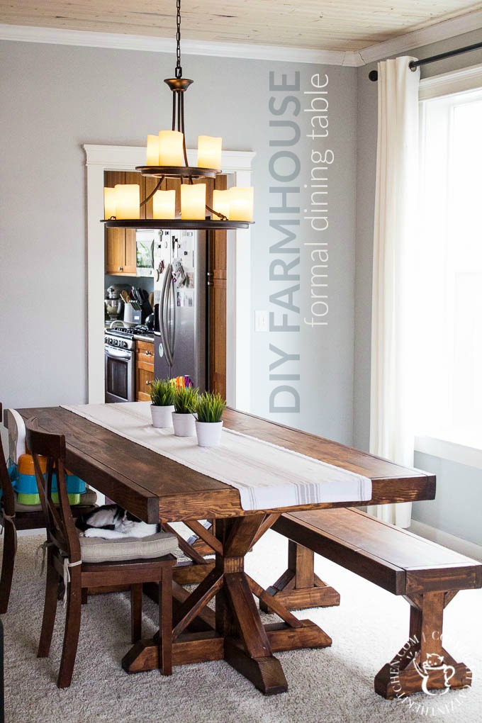 We decided to try this DIY Farmhouse Formal Dining Table project, despite having no experience with building - and we're so glad we did! It's perfect!