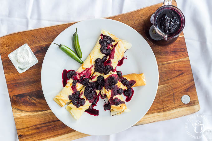 This recipe is a serious melding of savory and sweet, where serrrano chiles meet Oregon raspberries! Try these Savory Black Raspberry Goat Cheese Crêpes!