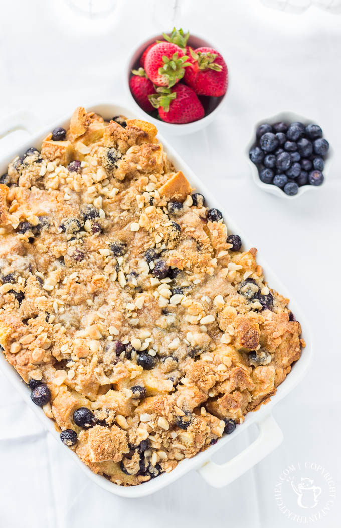 Overnight Blueberry French Toast is a recipe that is simple and indulgent. When you make it the day before, the morning meal is tasty and effortless!