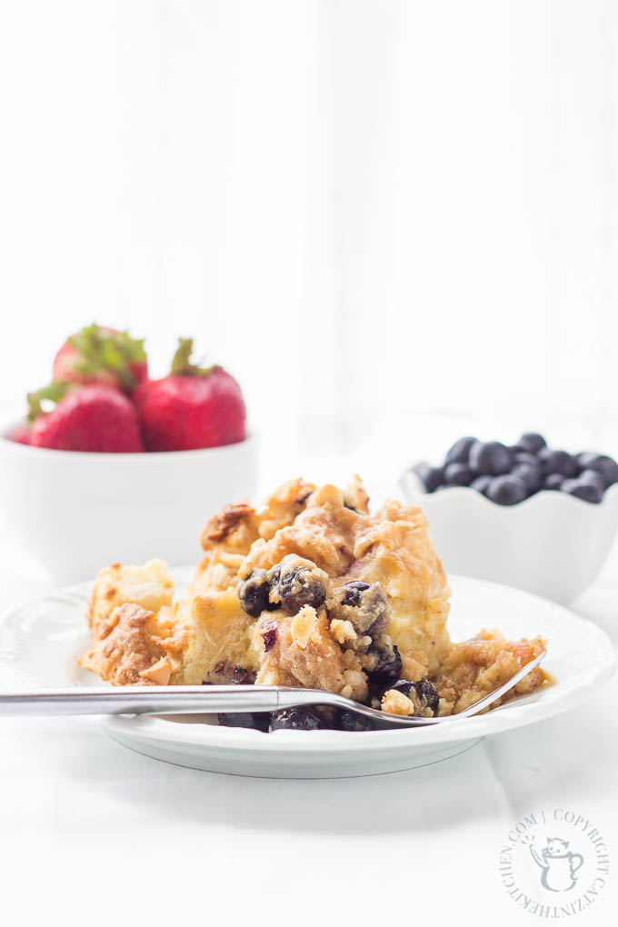 Overnight Blueberry French Toast is a recipe that is simple and indulgent. When you make it the day before, the morning meal is tasty and effortless!