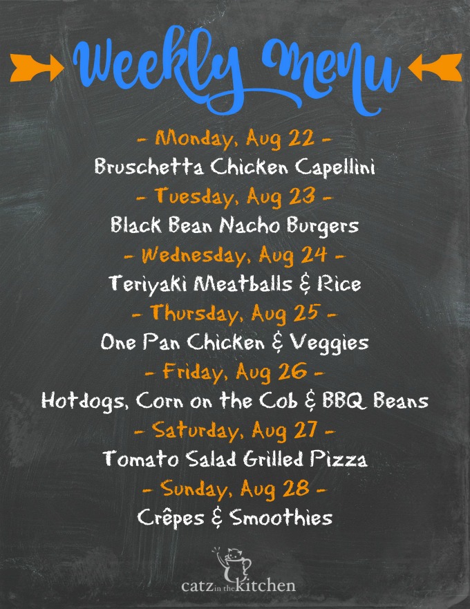 Weekly Menu | Catz in the Kitchen | catzinthekitchen.com | #menu #mealplan