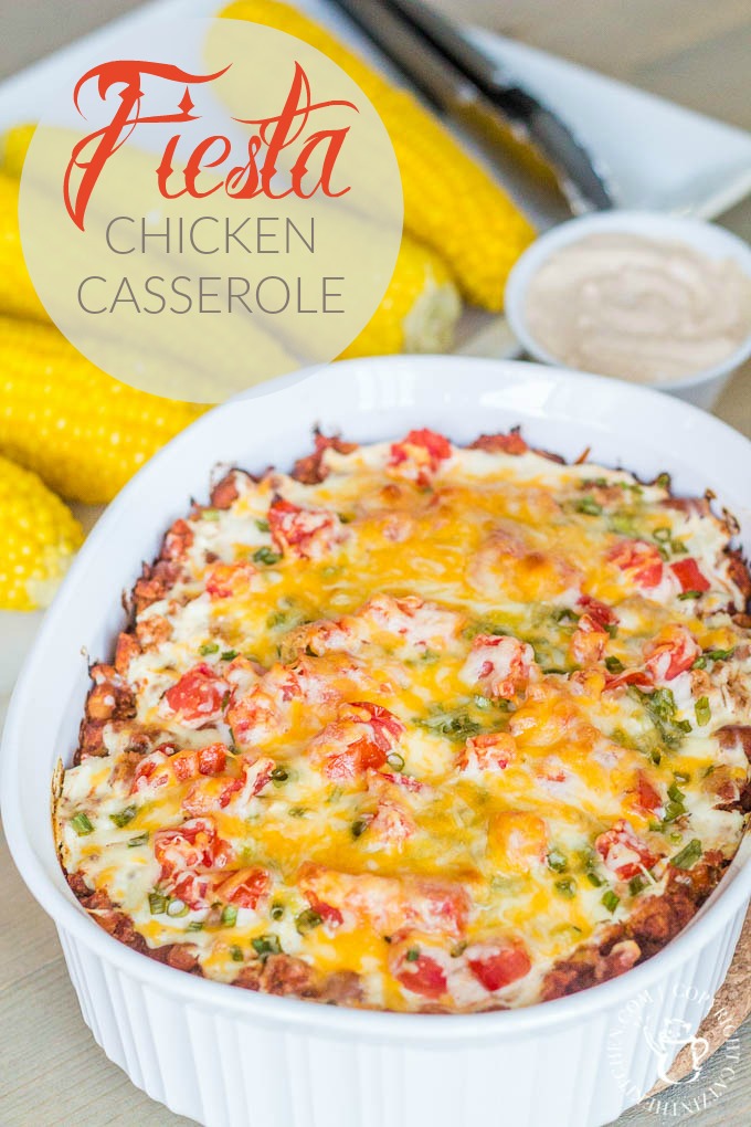 Fiesta Chicken Casserole is one of those excellent, handy recipes you make mostly with pantry staples and leftover ingredients from other dinners!