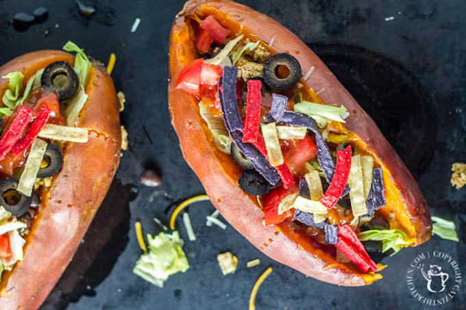 Loaded sweet potato tacos - not only served in a super food, but one filling meal that's easy to prepare, easy on the wallet, and full of flavor!