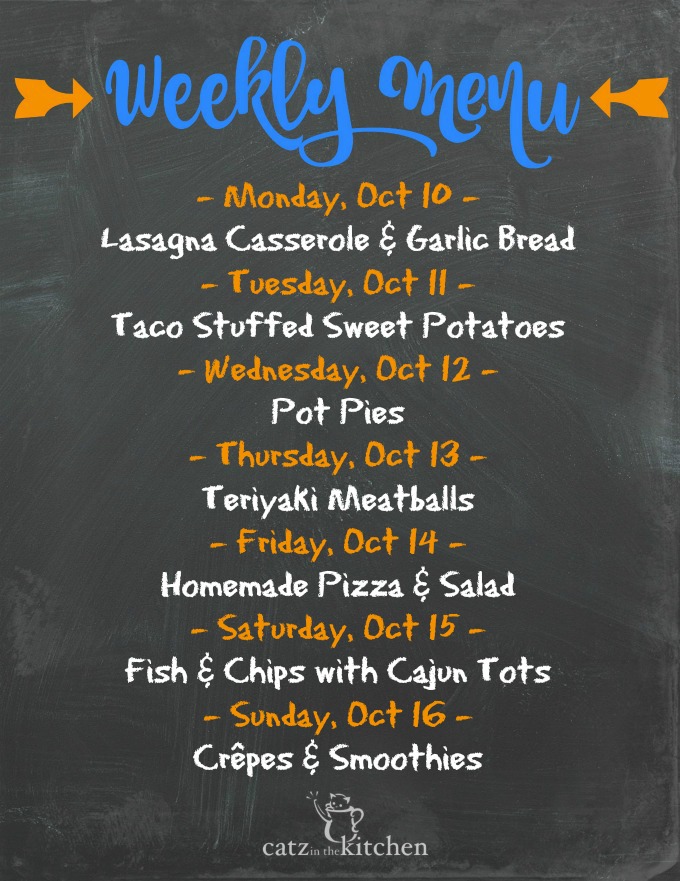 Weekly Menu | Catz in the Kitchen | catzinthekitchen.com | #menu #mealplan