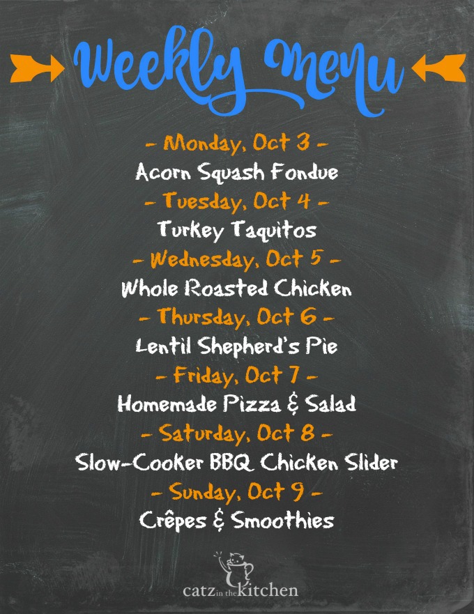 Weekly Menu | Catz in the Kitchen | catzinthekitchen.com | #menu #mealplan