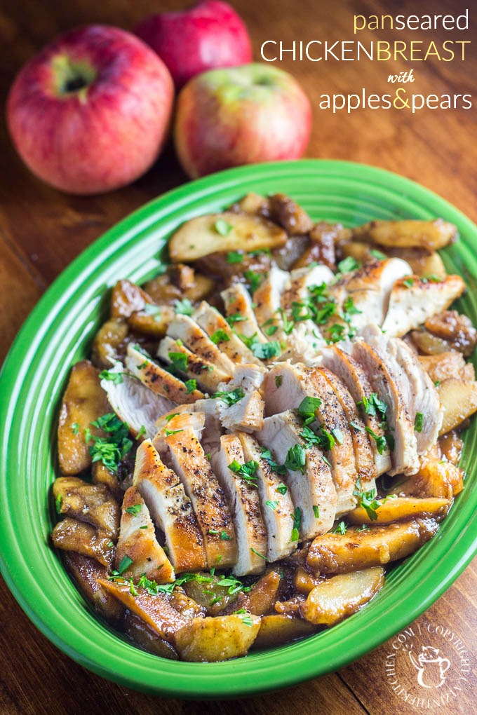 Pan Seared Chicken with Apples and Pears is a yummy, easy, reliable one pan meal that you'll want to make over and over again!