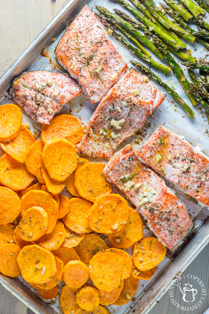 Sometimes you need a superfood fix, and this one pan salmon dinner with asparagus and sweet potatoes provides a full meal that is easy, healthy, and quick!