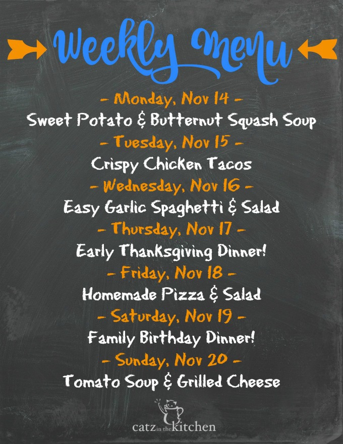 Weekly Menu | Catz in the Kitchen | catzinthekitchen.com | #menu #mealplan