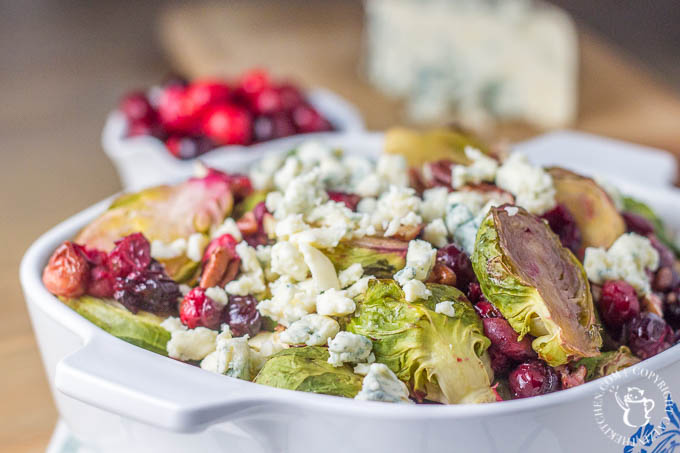 Maple Roasted Brussels Sprouts with Cranberries is a side dish recipe that is easy to make, incredibly flavorful, and just looks like Christmas!