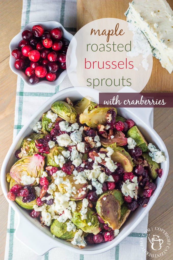 Maple Roasted Brussels Sprouts with Cranberries is a side dish recipe that is easy to make, incredibly flavorful, and just looks like Christmas!