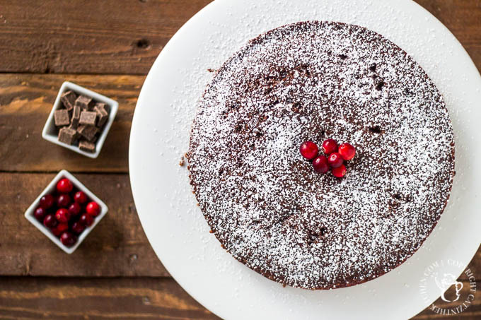 It's the holidays, and I don't know about you, but I don't have time for complicated. This chocolate cranberry spice cake is easy, so yummy, and festive!