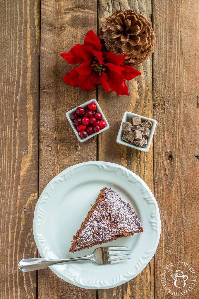 It's the holidays, and I don't know about you, but I don't have time for complicated. This chocolate cranberry spice cake is easy, so yummy, and festive!