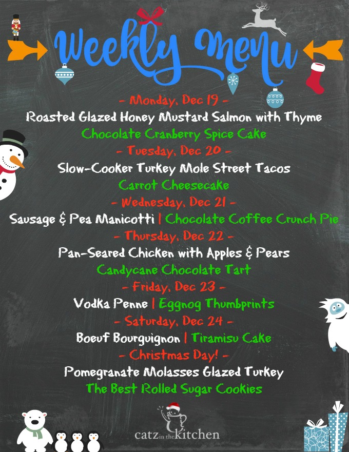 Weekly Menu for the Week of CHRISTMAS!