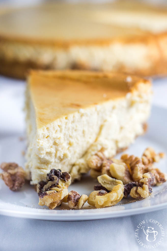 This recipe for Maple Walnut Cheesecake is now one of our family favorites - not too sweet, silky smooth, and just a bit nutty!