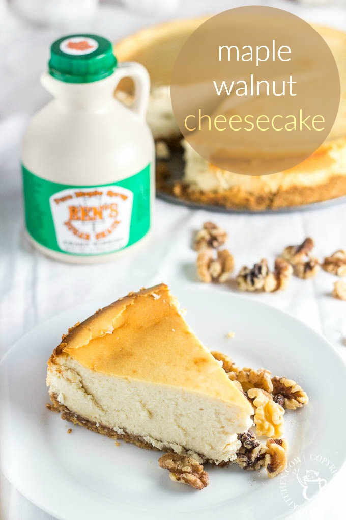 This recipe for Maple Walnut Cheesecake is now one of our family favorites - not too sweet, silky smooth, and just a bit nutty!