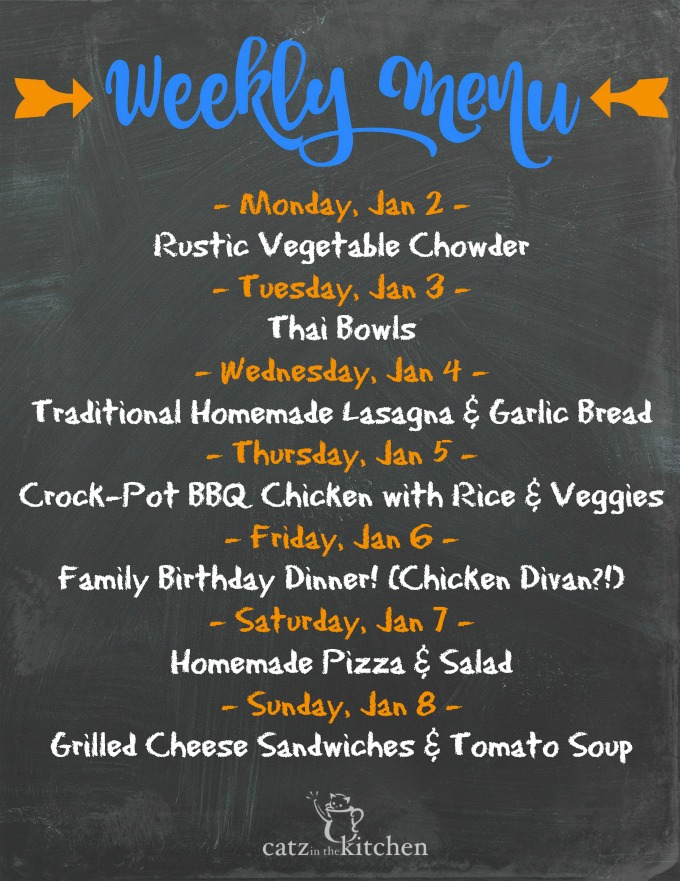 Weekly Menu | Catz in the Kitchen | catzinthekitchen.com | #menu #mealplan