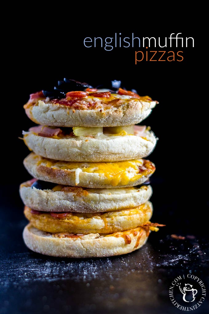 These fun, easy, quick English muffin pizzas are a family favorite - we make them all the time! The kids love designing their own mini pizza masterpieces!