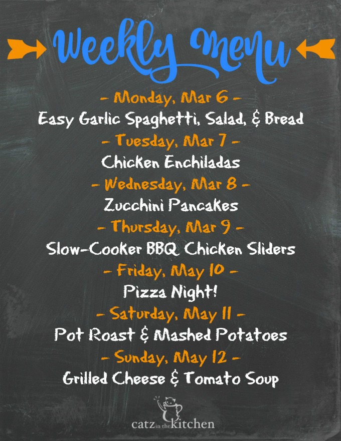 Weekly Menu | Catz in the Kitchen | catzinthekitchen.com | #menu #mealplan