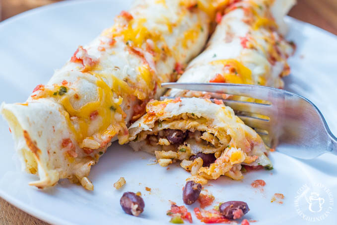 Light and healthy (well, maybe minus the tortillas), these meatless enchiladas are super tasty and easy to make, mostly from things you have leftover!