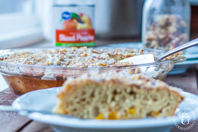 Warm, homey, and just a little bit indulgent, this Country Peach Coffee Cake is an easy to make treat in and out of peach season!