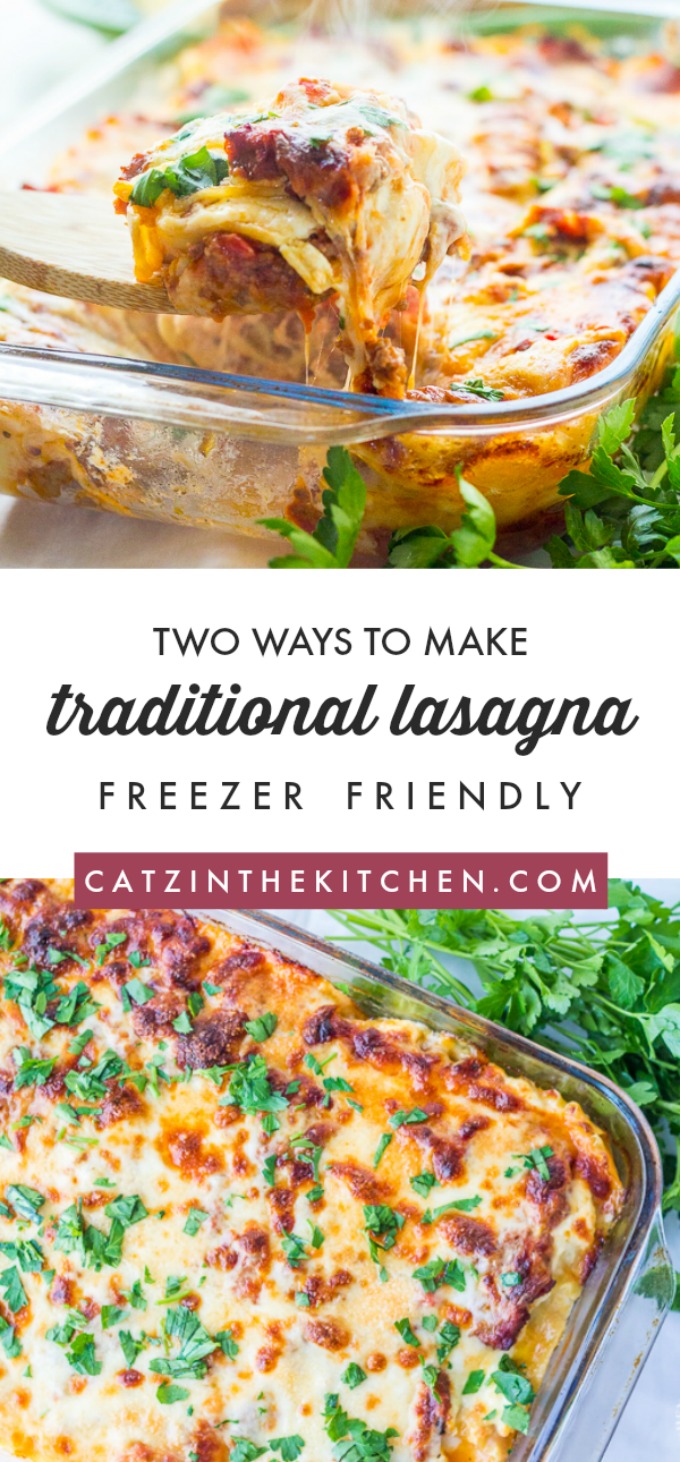 What's better than a tasty recipe for traditional lasagna? One that's freezer friendly with two different ways to make it (quick or from scratch)!