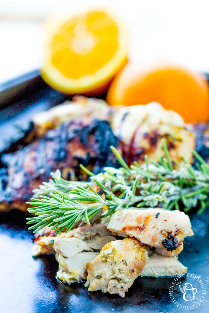 The easy marinade for this grilled rosemary orange chicken recipe is made with ingredients you've probably already got in your pantry!