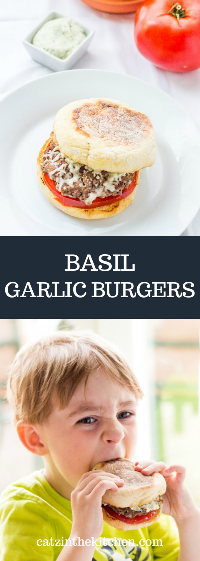 These Basil Garlic Burgers are easy to make and packed with flavor! Plus, when you serve them on an English muffin, they are cute and fun to eat! 