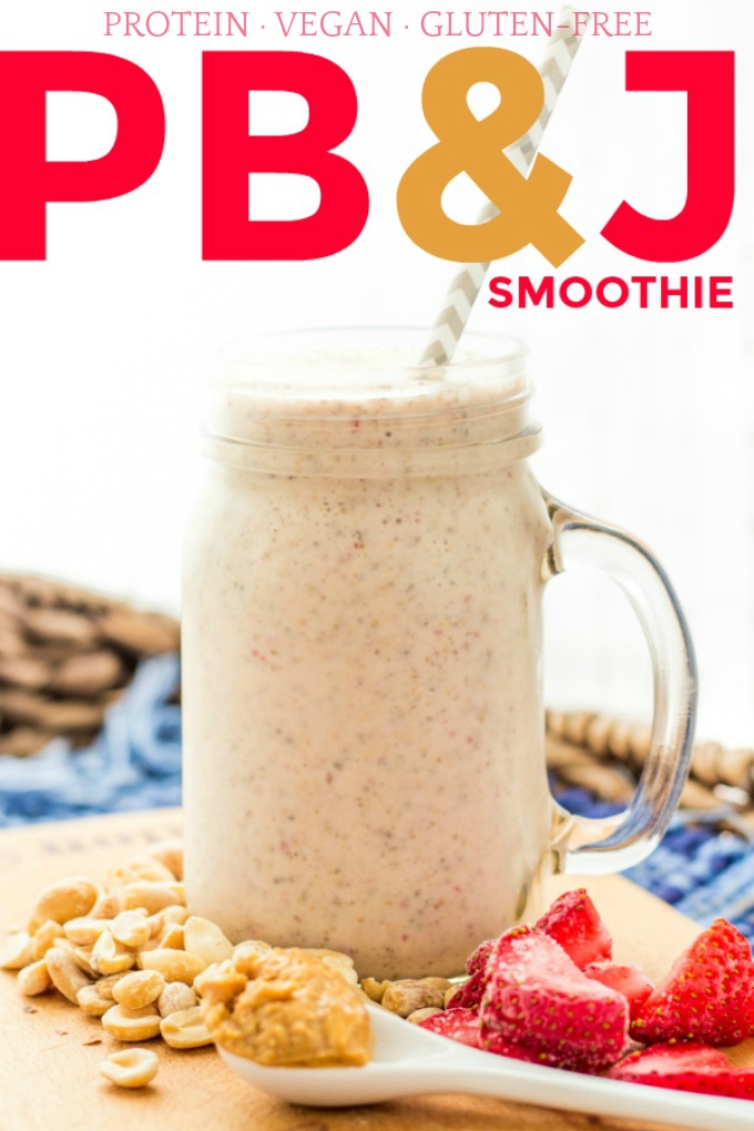 The next time you're craving a peanut butter and jelly sandwich, try making this protein PB&J smoothie instead! It's absolutely delicious and super healthy!