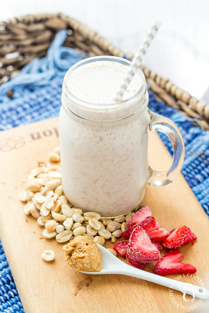 The next time you're craving a peanut butter and jelly sandwich, try making this protein PB&J smoothie instead! It's absolutely delicious and super healthy!