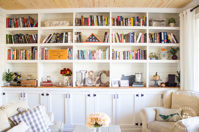 DIY floor-to-ceiling bookshelf