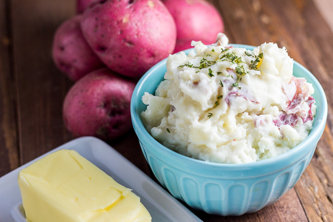 These rustic mashed potatoes are super easy to put together, but have a creaminess and richness to them that makes them surprisingly craveable for such a staple side dish!