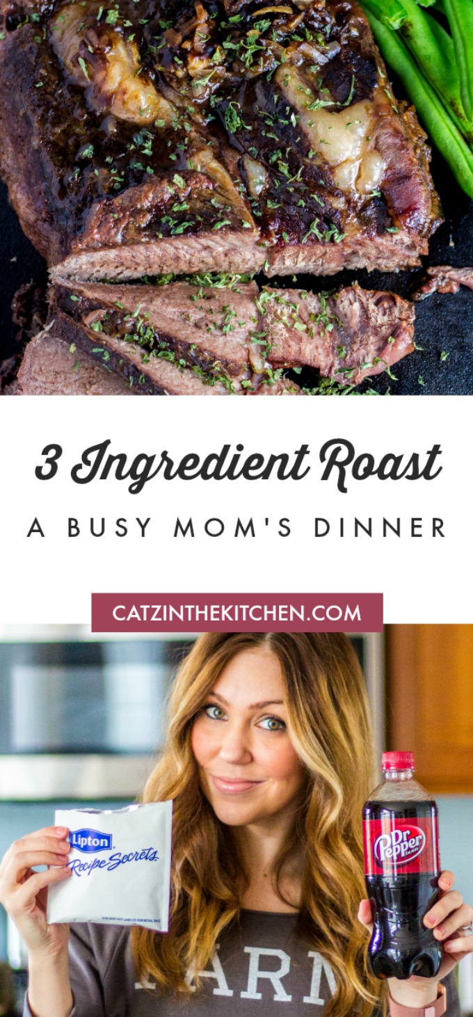 Fancy roasts in Dutch ovens served with wine and music by candlelight are great...but sometimes you just need to get a decent meal on the table! This 3 ingredient roast is that meal, and this busy mom loves it!