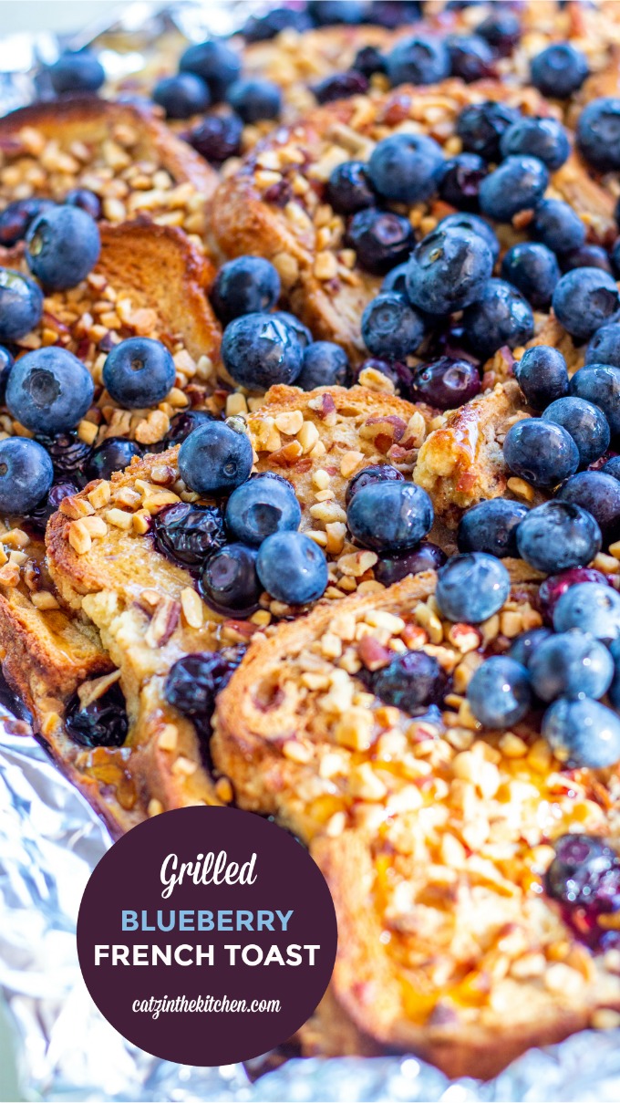 Made on the grill or the campfire, this Grilled Blueberry French Toast is smoky & decadent, but still fresh and sweet, thanks to the blueberries and syrup!