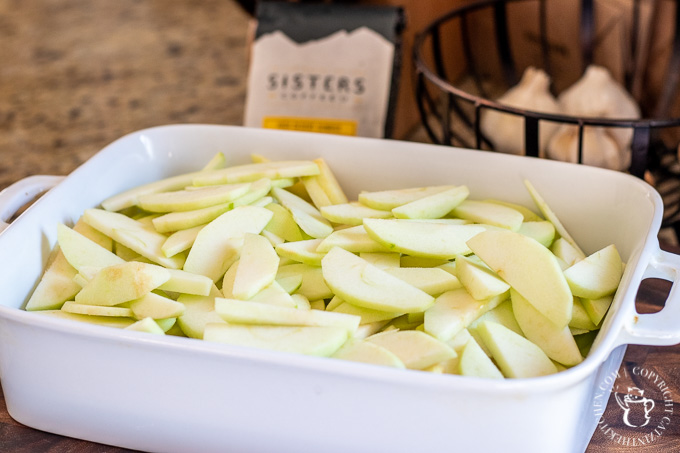 The yummy apple crisp is simple enough for a family dessert or nice enough to serve for company, but easy enough to make for a potluck or holiday hoopla!