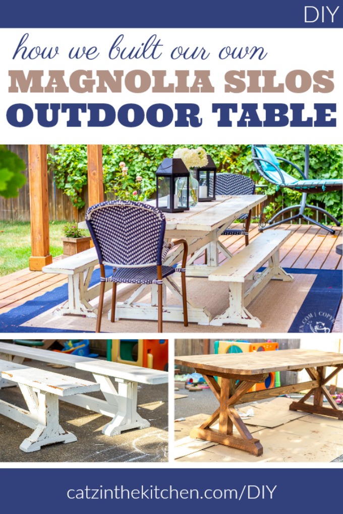 After seeing the farmhouse tables outside in Waco, we decided to try building our own Magnolia Silos Outdoor Table. It's a pretty simple DIY project!