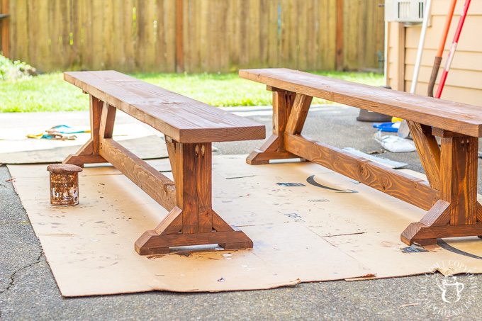 After seeing the farmhouse tables outside in Waco, we decided to try building our own Magnolia Silos Outdoor Table. It's a pretty simple DIY project!