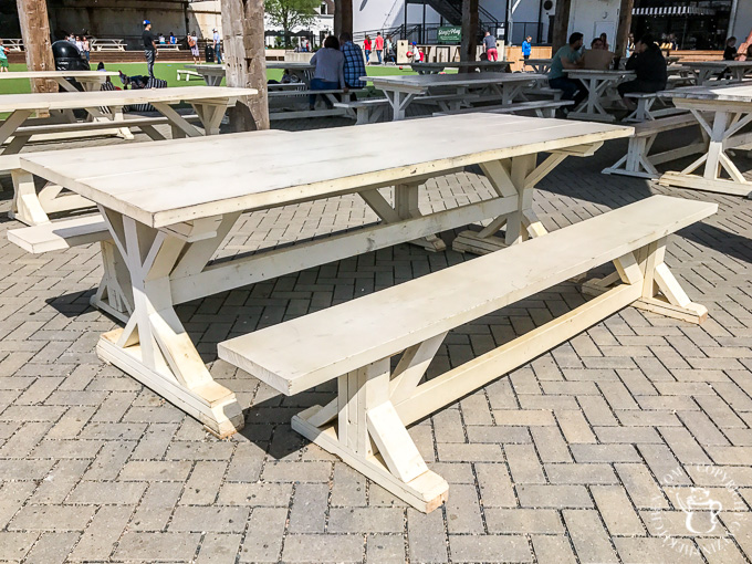 After seeing the farmhouse tables outside in Waco, we decided to try building our own Magnolia Silos Outdoor Table. It's a pretty simple DIY project!